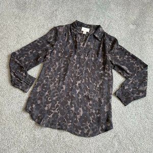 * LOFT Flowy Long Sleeve Office Blouse in Black and Gray Classy SP       - D1620